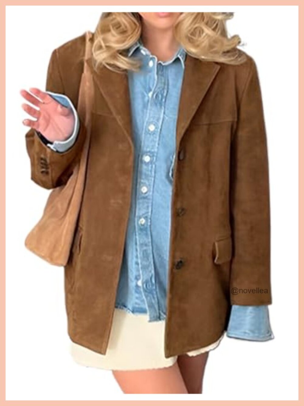 Oversized Faux Leather Blazer Jacket Long Sleeve Trench Coat